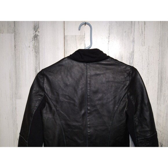 TREASURE & BOND Black Leather Motorcycle Jacket, 2 Zip Pockets Size XS - Picture 7 of 9